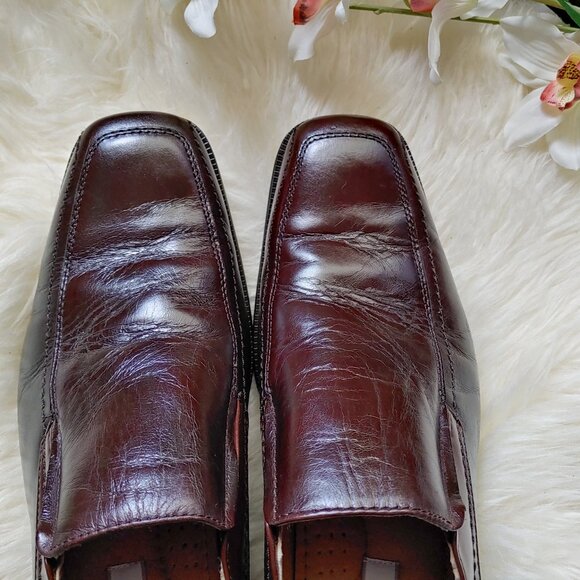 Joseph Abboud Rich Two-Toned Mahogany Brown Loafers Square Toe (12M) - Picture 6 of 11